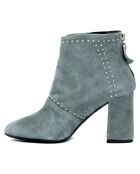 Bottines à talon en Cuir suède Ava grises - Talon 8 cm