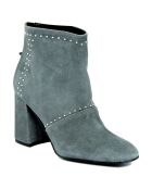 Bottines à talon en Cuir suède Ava grises - Talon 8 cm