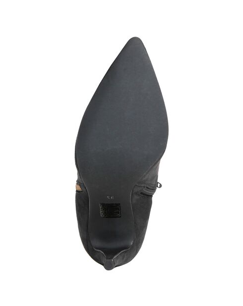 Bottines à talon en Velours de Cuir Cleopatre noires - Talon 10 cm