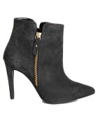 Bottines à talon en Velours de Cuir Cleopatre noires - Talon 10 cm