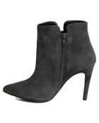 Bottines à talon en Velours de Cuir Cleopatre noires - Talon 10 cm