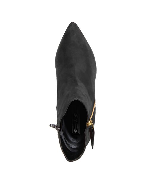 Bottines à talon en Velours de Cuir Cleopatre noires - Talon 10 cm