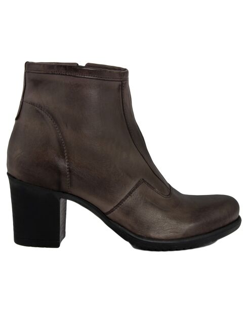 Boots en Cuir Amina gris foncé - Talon 7 cm