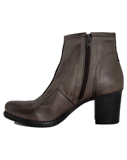 Boots en Cuir Amina gris foncé - Talon 7 cm