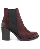Boots en Velours de Cuir Lou marron - Talon 8 cm
