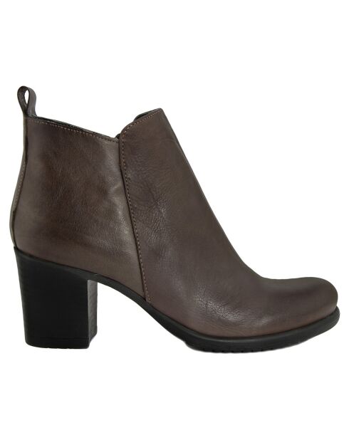 Boots en Cuir Sarah gris foncé - Talon 7 cm