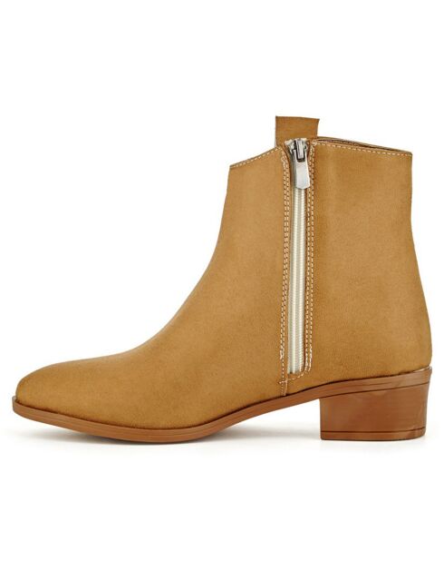 Bottines à talon Clara beiges - Talon 12 cm