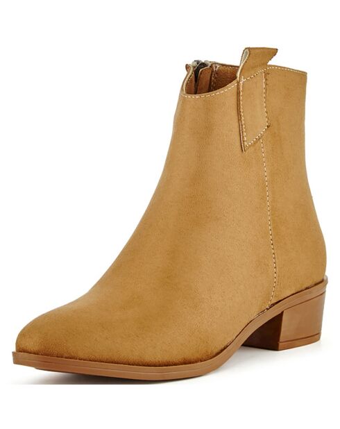 Bottines à talon Clara beiges - Talon 12 cm