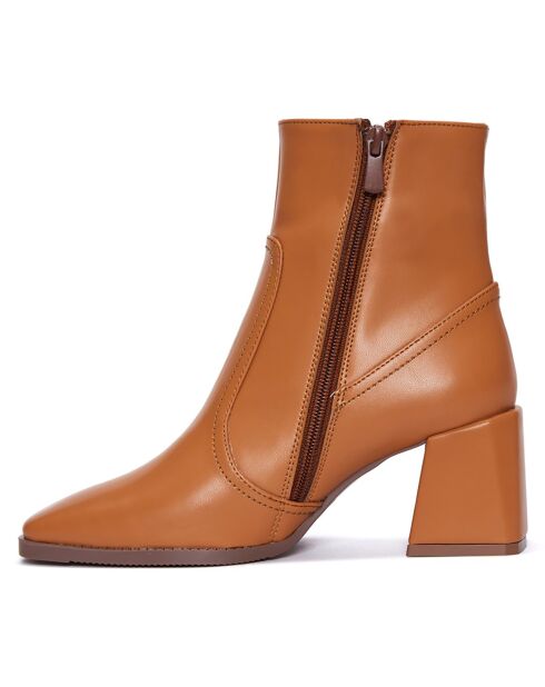 Bottines à talon Victoria cognac - Talon 7 cm