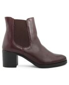 Bottines à talon en Cuir Nelly bordeaux  - Talon 6 cm