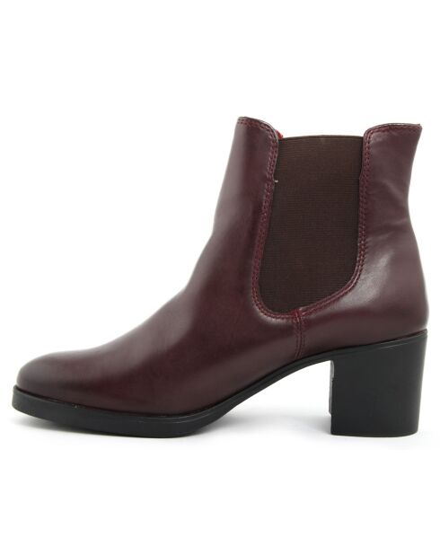 Bottines à talon en Cuir Nelly bordeaux  - Talon 6 cm