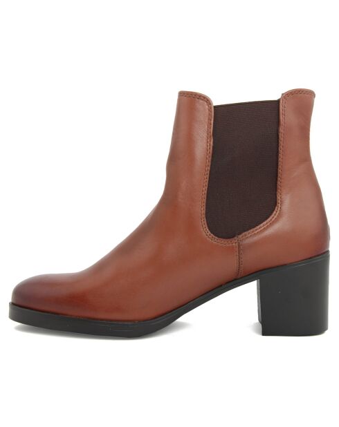Bottines à talon en Cuir Jade marron  - Talon 6 cm