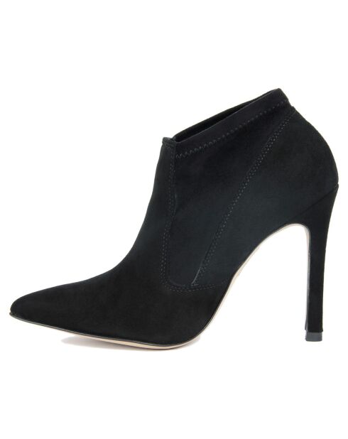 Bottines à talon en Cuir suède Arielle noires - Talon 11 cm