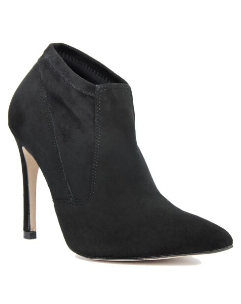 Bottines à talon en Cuir suède Arielle noires - Talon 11 cm