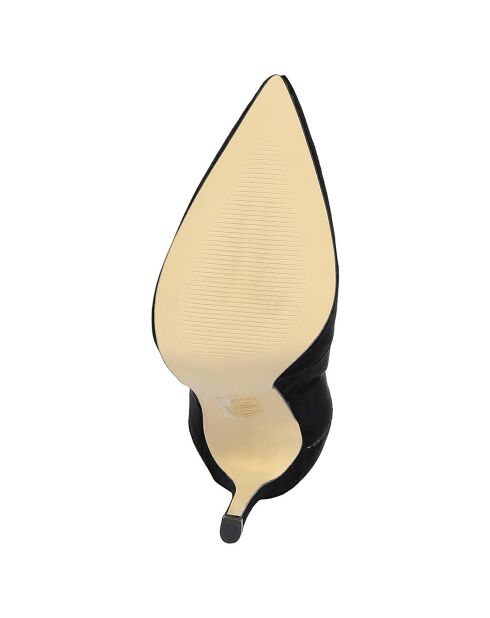 Bottines à talon en Velours de Cuir Inès noires - Talon 12 cm