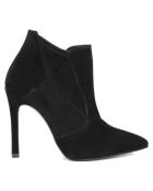 Bottines à talon en Velours de Cuir Inès noires - Talon 12 cm
