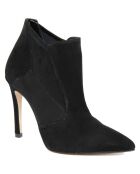 Bottines à talon en Velours de Cuir Inès noires - Talon 12 cm