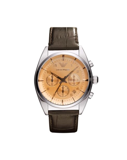 Montre Chronographe Homme en Cuir marron