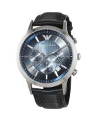 Montre Chronographe Homme en Cuir bleu foncé