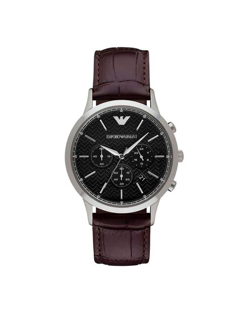 Montre Chronographe Homme en Cuir marron