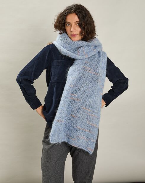 Écharpe en Mohair & Laine mélangés Mela bleue - 230x45 cm