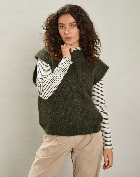 Pull en Alpaga mélangé Maori armée/doré