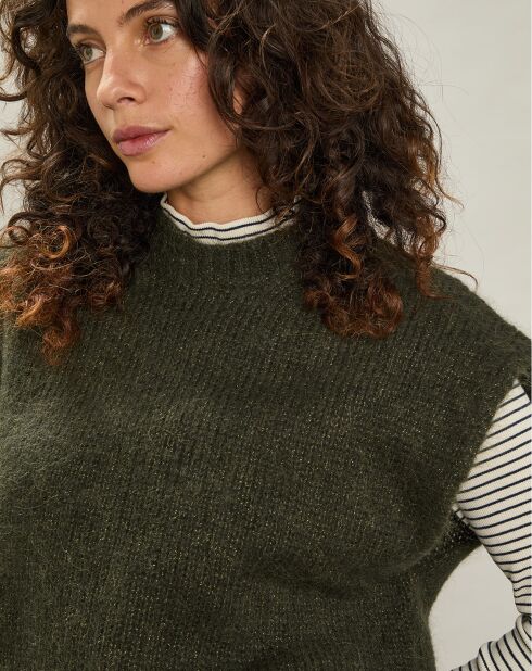 Pull en Alpaga mélangé Maori armée/doré