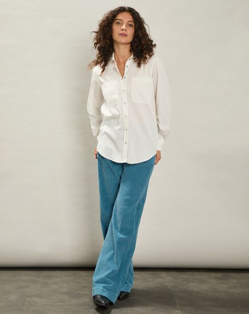 Pantalon en Velours côtelé Pandore bleu polaire