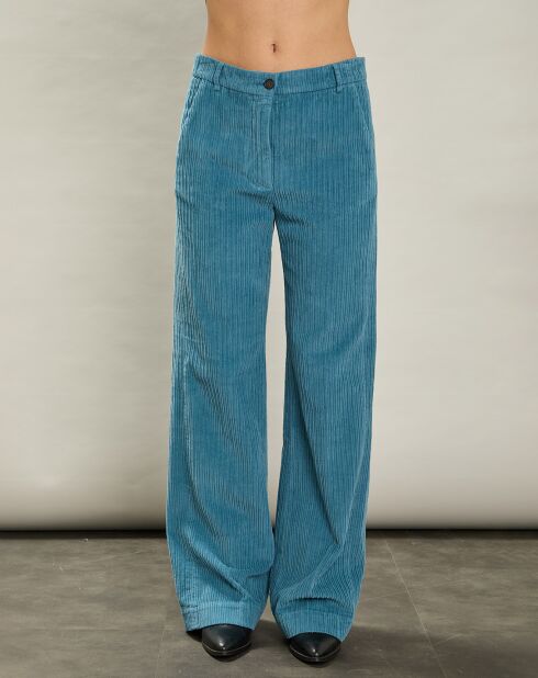 Pantalon en Velours côtelé Pandore bleu polaire