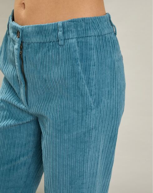Pantalon en Velours côtelé Pandore bleu polaire