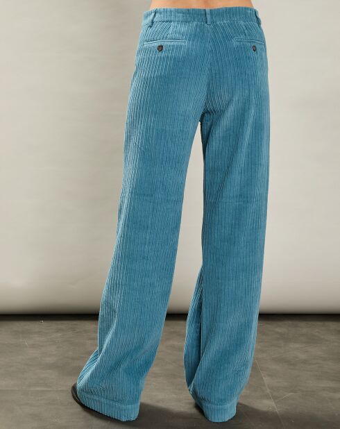 Pantalon en Velours côtelé Pandore bleu polaire
