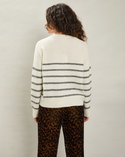 Pull en Alpaga & Laine mélangés Manta lait/charbon