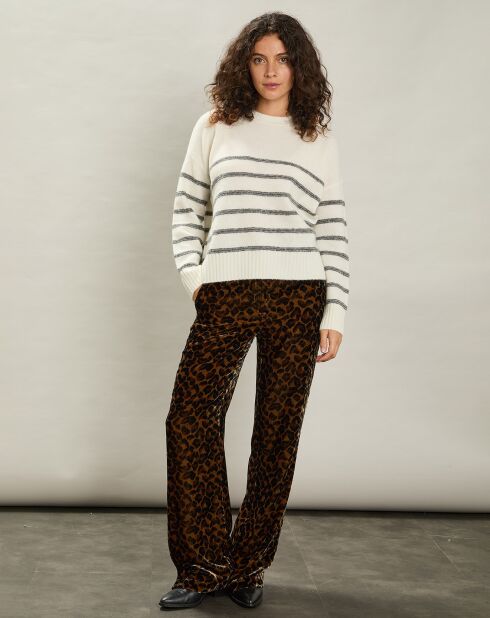 Pull en Alpaga & Laine mélangés Manta lait/charbon