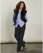 Gilet en Fausse Fourrure Vasco bleu marine foncé