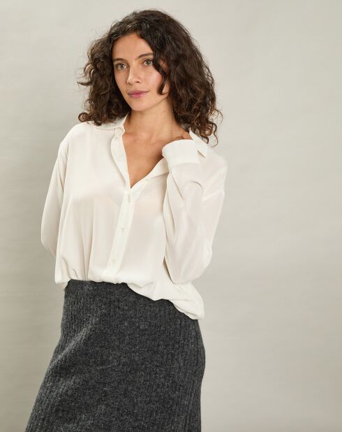 Chemise 100% Soie Cinéma blanc brut