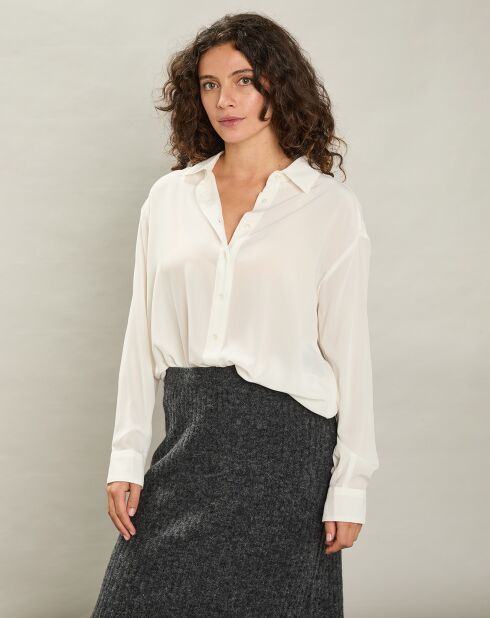 Chemise 100% Soie Cinéma blanc brut