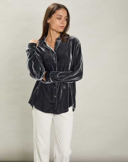 Chemise en Velours Cadix grise