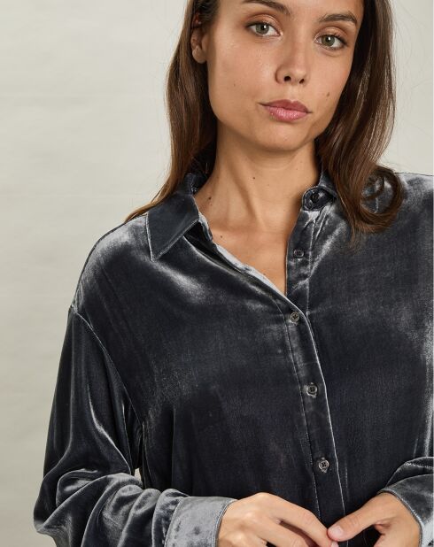 Chemise en Velours Cadix grise