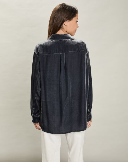 Chemise en Velours Cadix grise