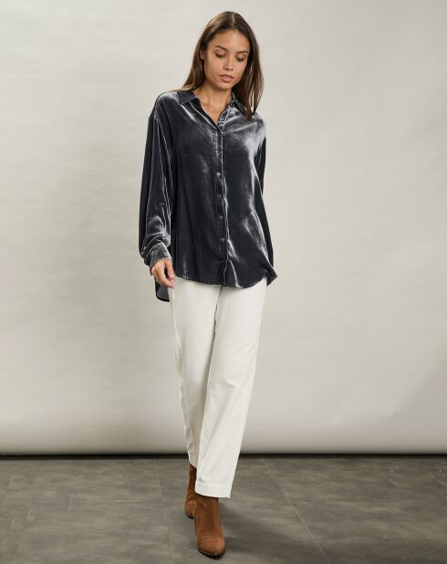 Chemise en Velours Cadix grise