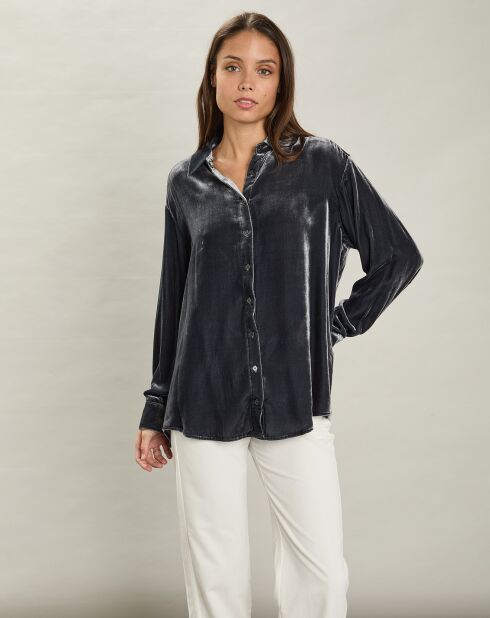 Chemise en Velours Cadix grise