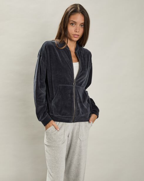 Veste en Velours Tatah charbon de bois
