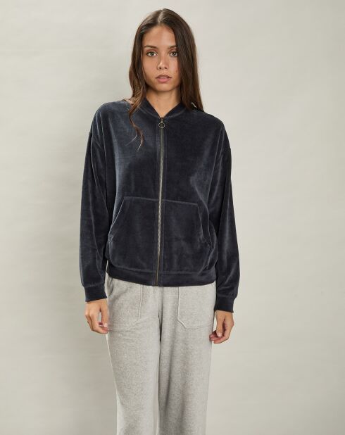 Veste en Velours Tatah charbon de bois