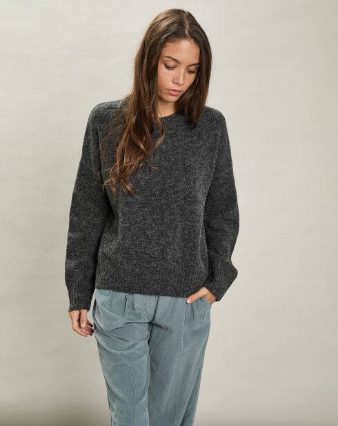 Pull en Alpaga & Laine mélangés Matrice charbon de bois