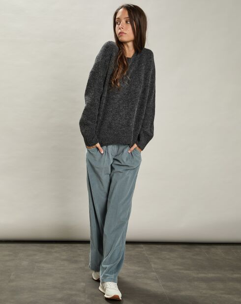 Pull en Alpaga & Laine mélangés Matrice charbon de bois