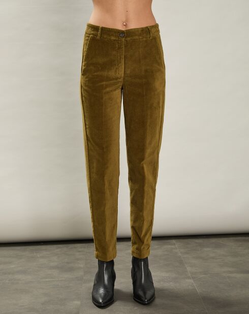 Pantalon en Velours Parfait mousse