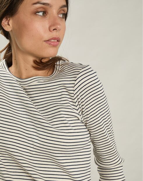 T-Shirt Talaro écru/bleu marine