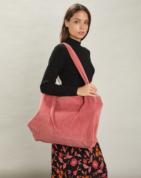 Grand Sac en Velours côtelé blush d'hiver - 50x35x16 cm