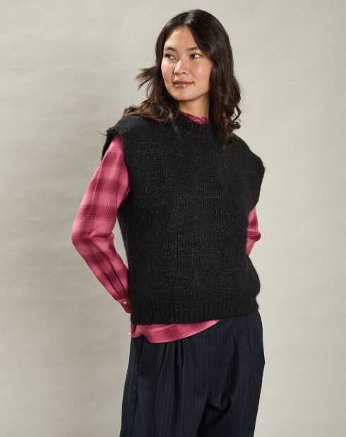 Pull en Alpaga mélangé Maori noir/argenté