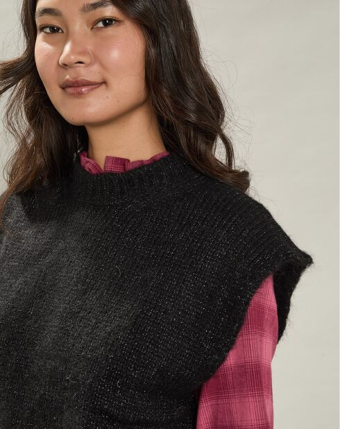 Pull en Alpaga mélangé Maori noir/argenté